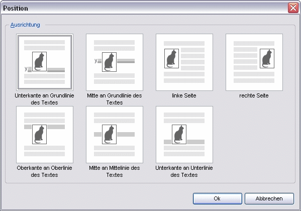 Menü Grafik Objekt Position Dialog Position