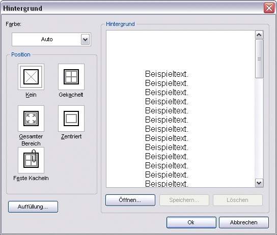 Menü Seite Dialog Hintergrund