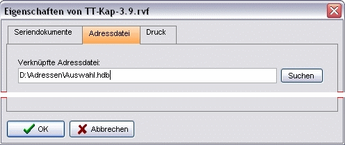 Menü Seite Dialog Eigenschaften Register Adressdatei